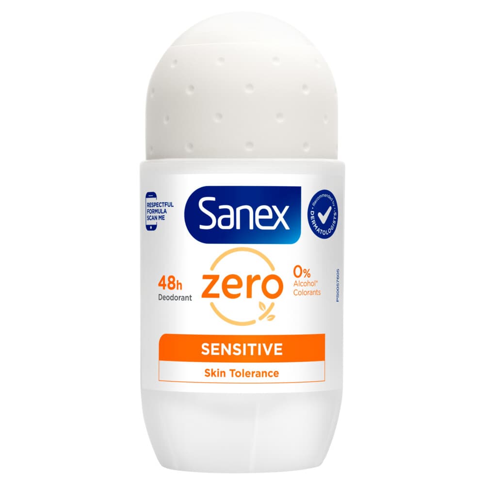 3x Sanex Deodorant Roller Zero% Sensitive Skin 50 ml