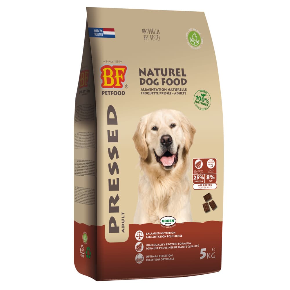 4x BF Petfood Vleesbrok Geperste Hondenbrokken Adult 5 kg