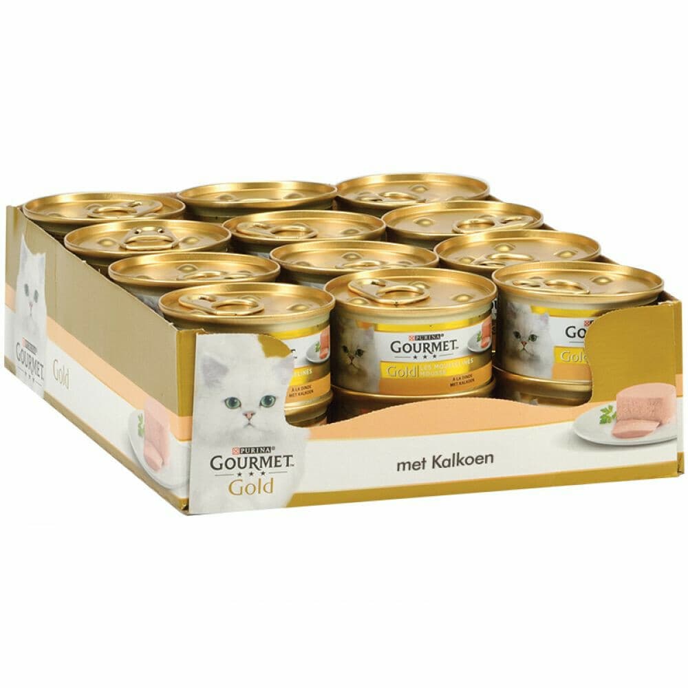 24x Gourmet Gold Kattenvoer Nat Mousse Kalkoen 85 gr