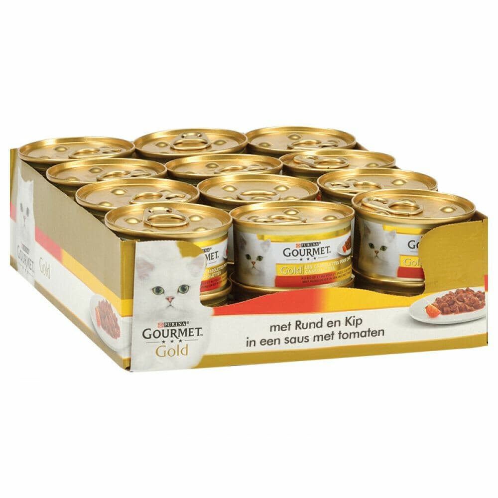 24x Gourmet Gold Kattenvoer Nat les Cassolettes Rund 85 gr