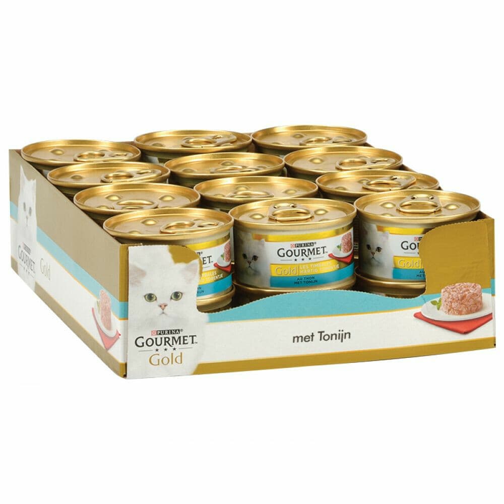 24x Gourmet Gold Kattenvoer Nat Hartig Torentje Tonijn 85 gr