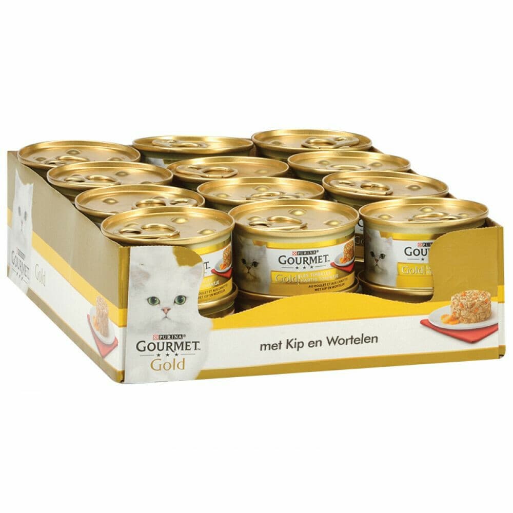24x Gourmet Gold Kattenvoer Nat Hartig Torentje Kip - Wortel 85 gr