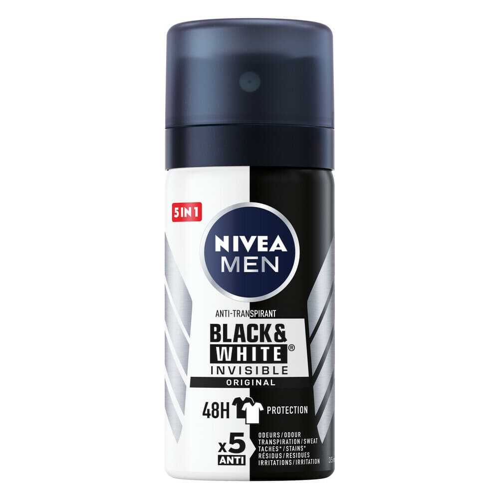 6x NIVEA Men Deodorant Spray Invisible for Black en White Power 35 ml