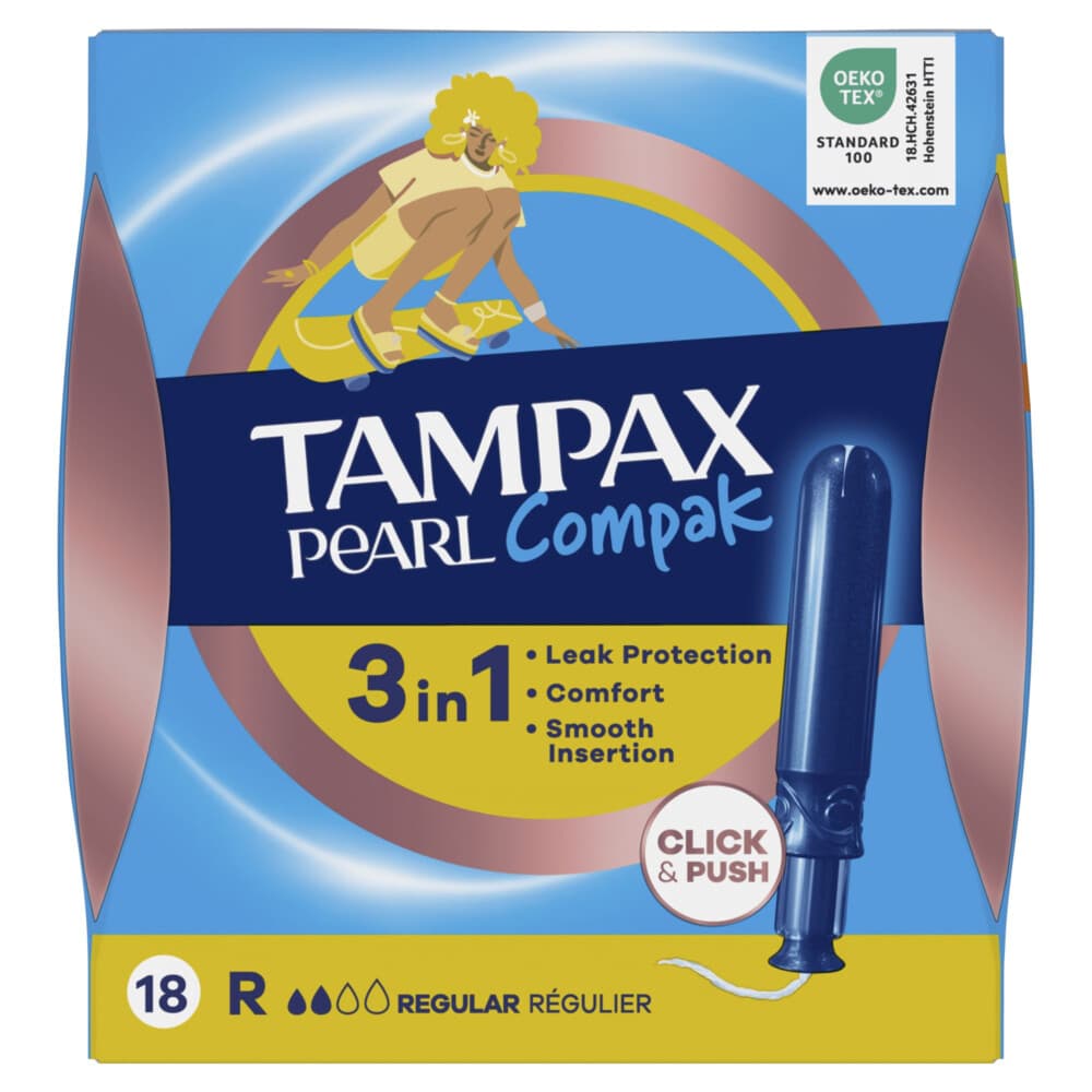 8x Tampax Pearl Compak Regular Tampons Met Inbrenghuls 18 stuks