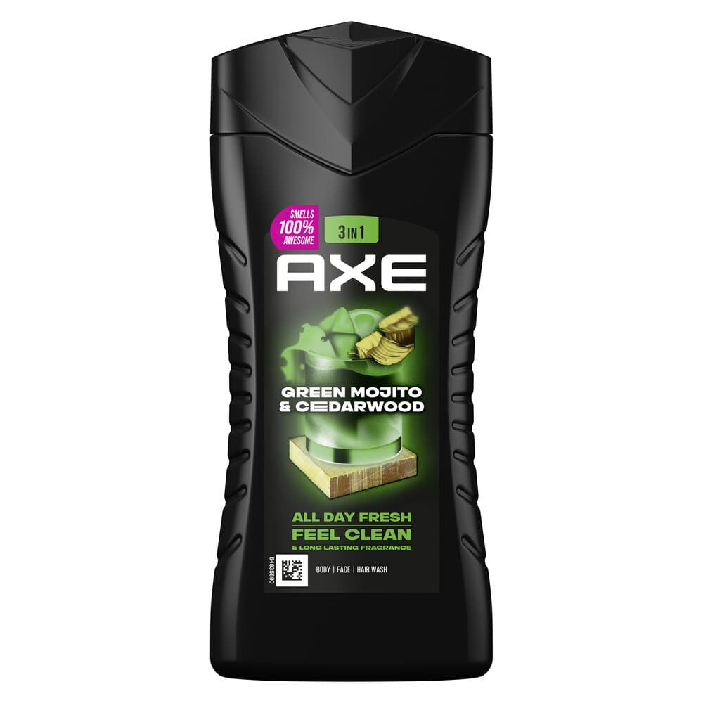 2+1 gratis: Axe 3-in-1 Douchegel Green Mojito&Cedarwood 250 ml