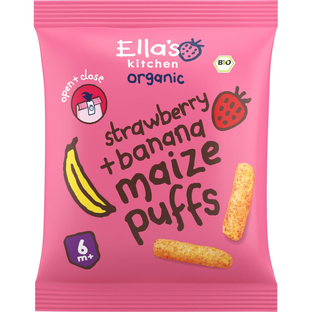 Ella's Kitchen Gepoft Smikkelstengels 6+ m Aardbei Banaan 20 gr