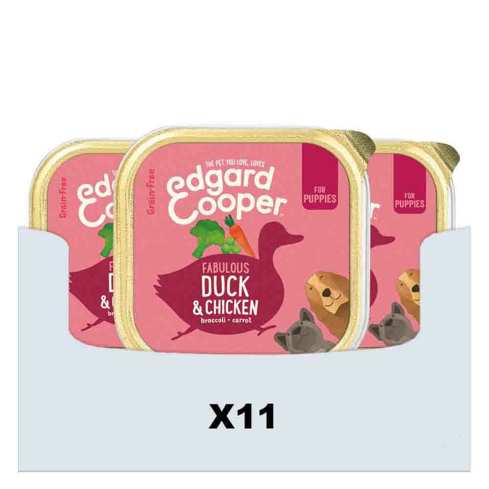 11x Edgard&Cooper Kuipje Vers Vlees Puppy Hondenvoer Eend - Kip 150 gr