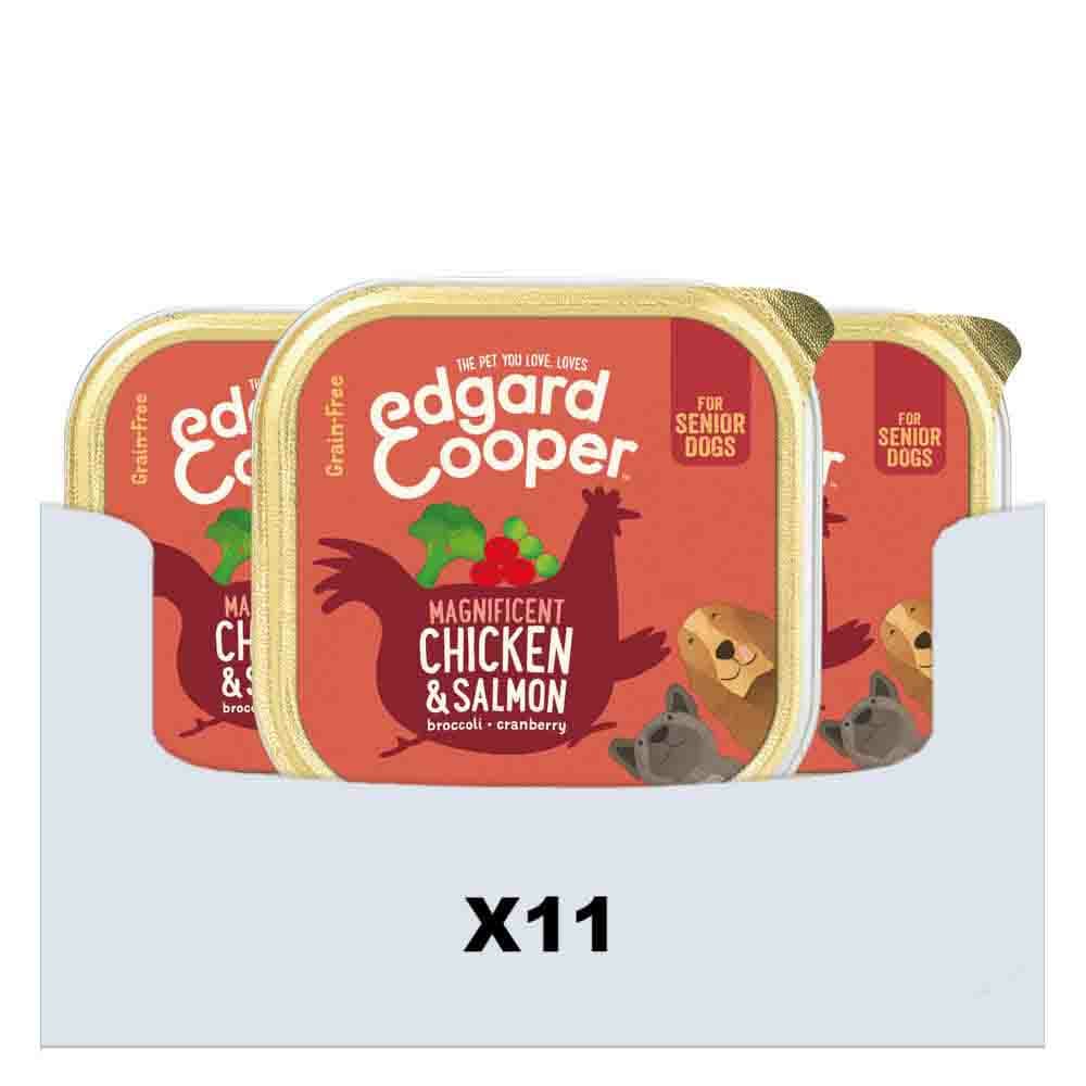11x Edgard&Cooper Kuipje Vers Vlees Senior Hondenvoer Kip - Zalm 150 gr