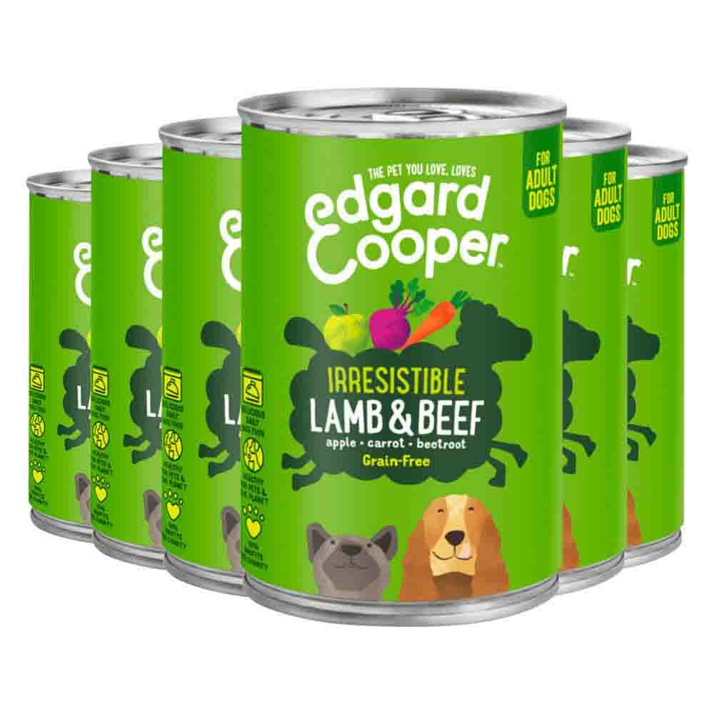 6x Edgard&Cooper Blik Vers Vlees Hondenvoer Lam - Rund 400 gr