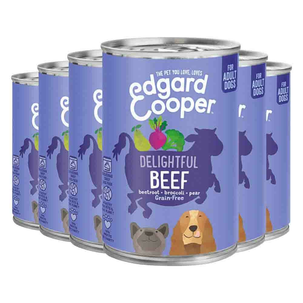 6x Edgard&Cooper Blik Vers Vlees Hondenvoer Rund 400 gr