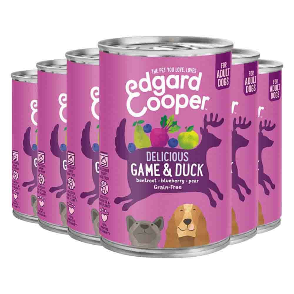 6x Edgard&Cooper Blik Vers Vlees Hondenvoer Wild - Eend 400 gr