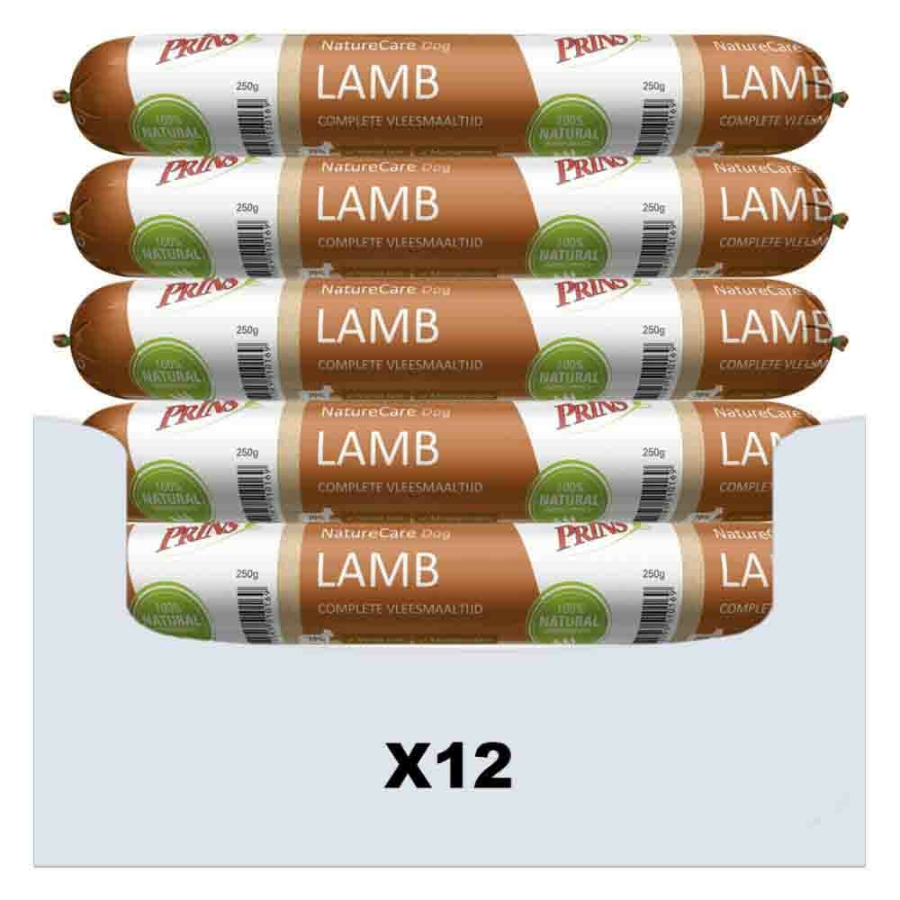 12x Prins NatureCare Hypoallergeen Hondenvoer Worst Lam&Rijst 250 gr