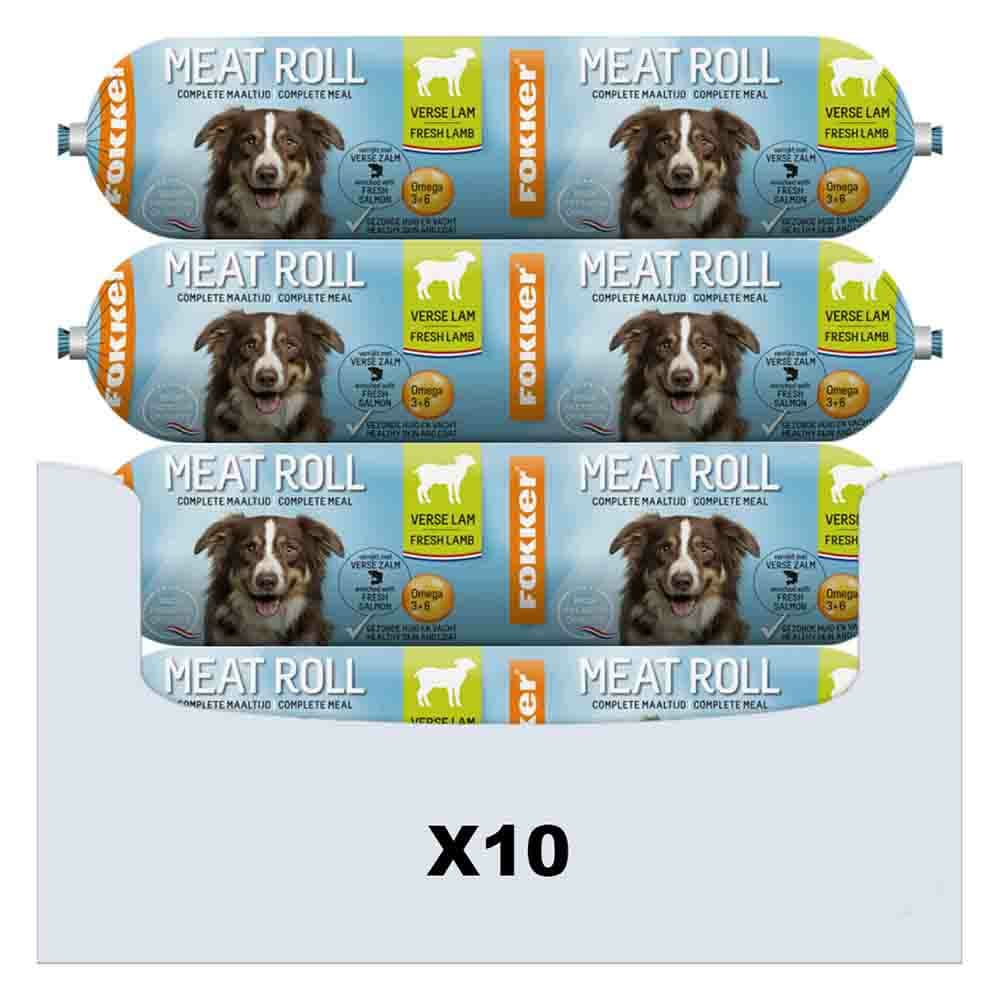 10x Fokker Meat Roll Hondenvoer Nat Lam - Zalm 800 gr