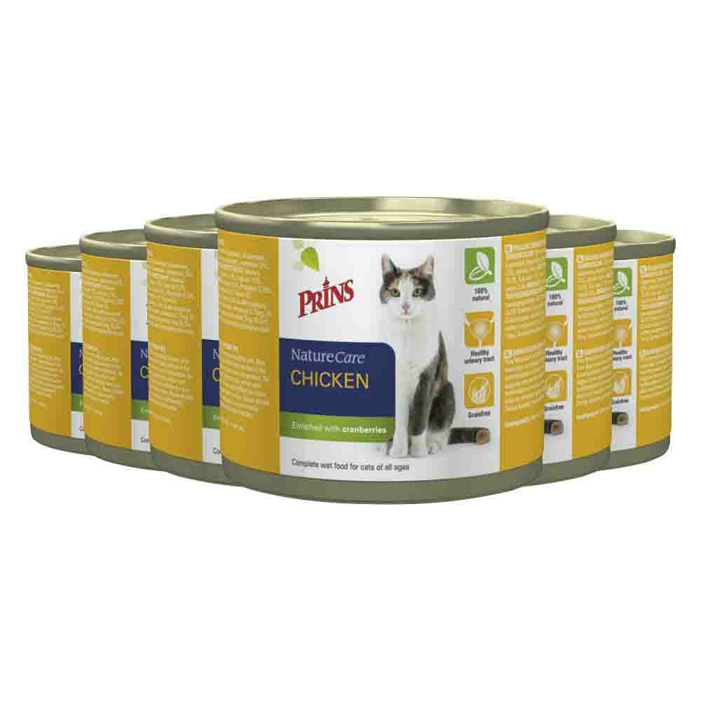 6x Prins NatureCare Kattenvoer Nat Kip 200 gr