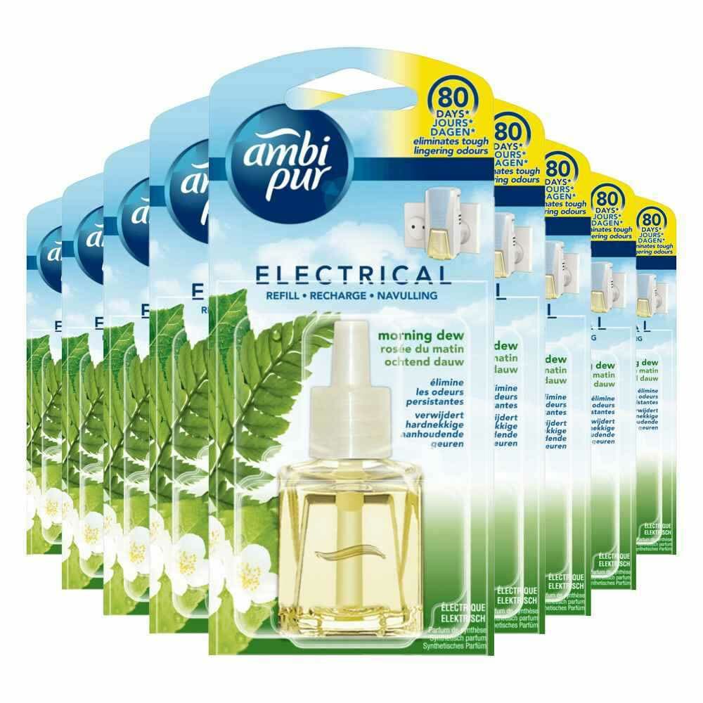 9x Ambi Pur Elektrische Geurverspreiders Navulling Morning Dew
