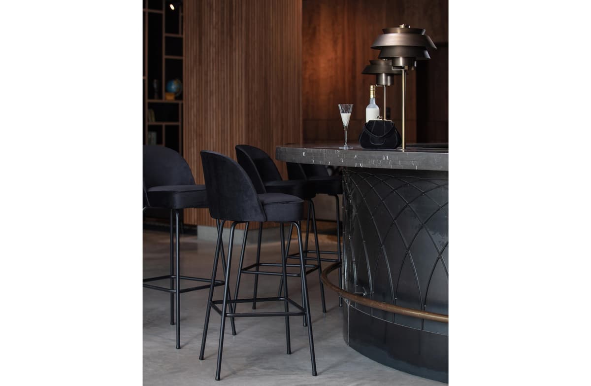 WOOOD Vogue Barkruk H65 Fluweel Khaki thumbnail 2