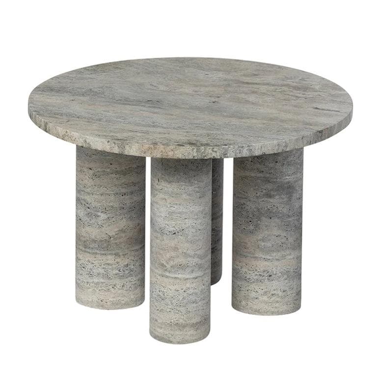 Blomus Volos BijzettafelØ52 Silver Travertine