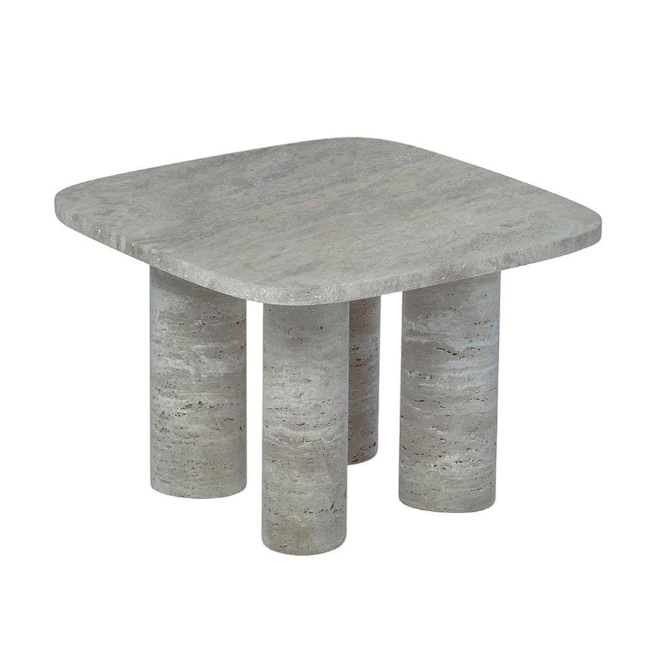 Blomus Volos Bijzettafel 52x52 Silver Travertine