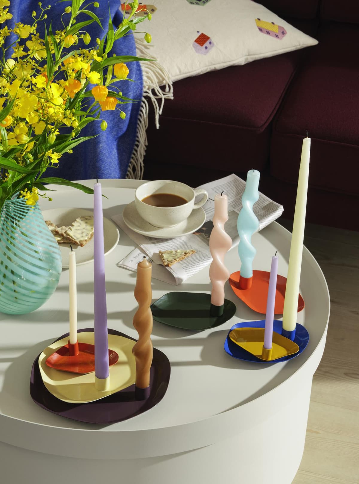 Broste Copenhagen Ada Crossstripe VaasØ15 Light Yellow thumbnail 4