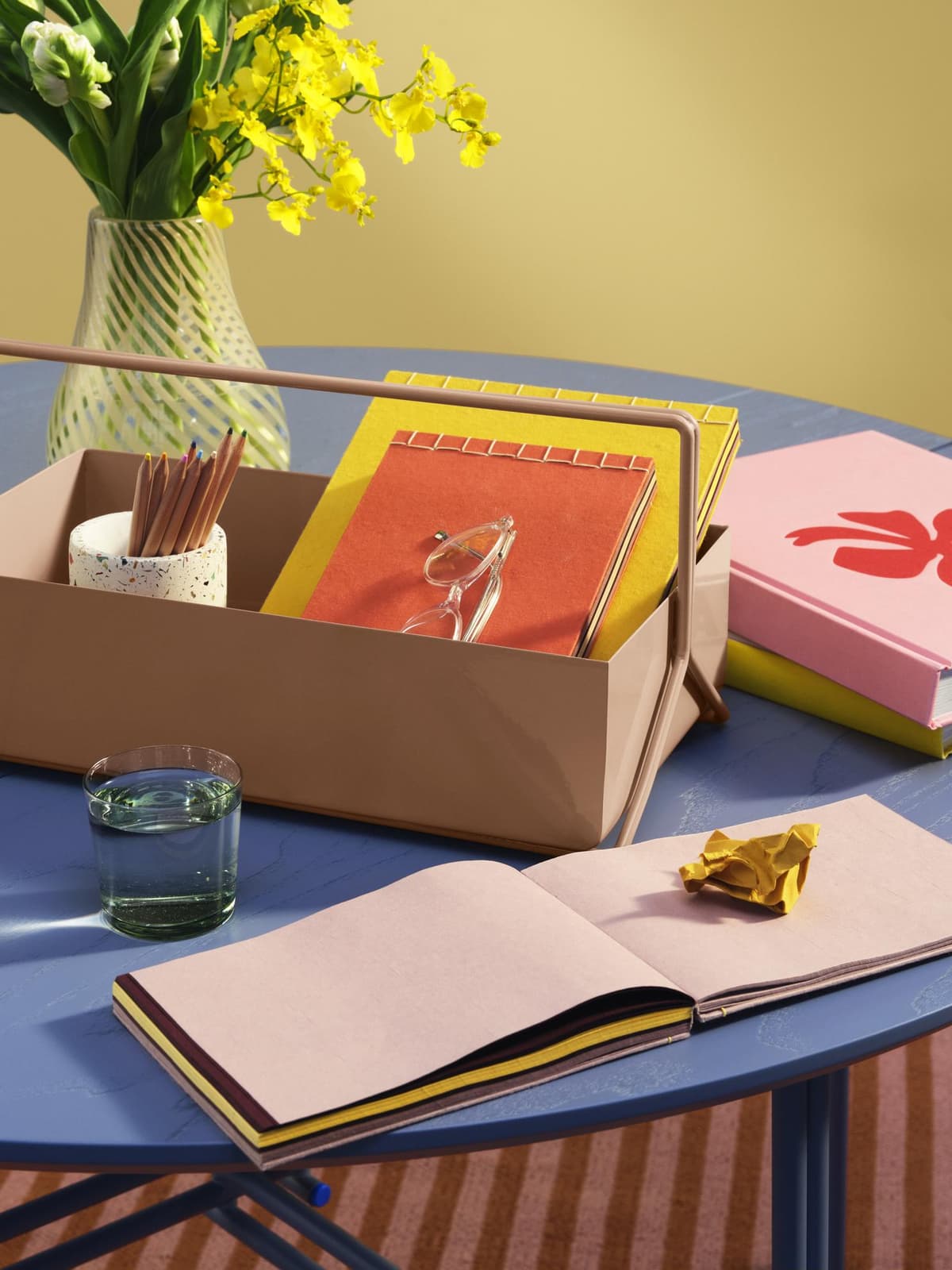 Broste Copenhagen Ada Crossstripe VaasØ15 Light Yellow thumbnail 3