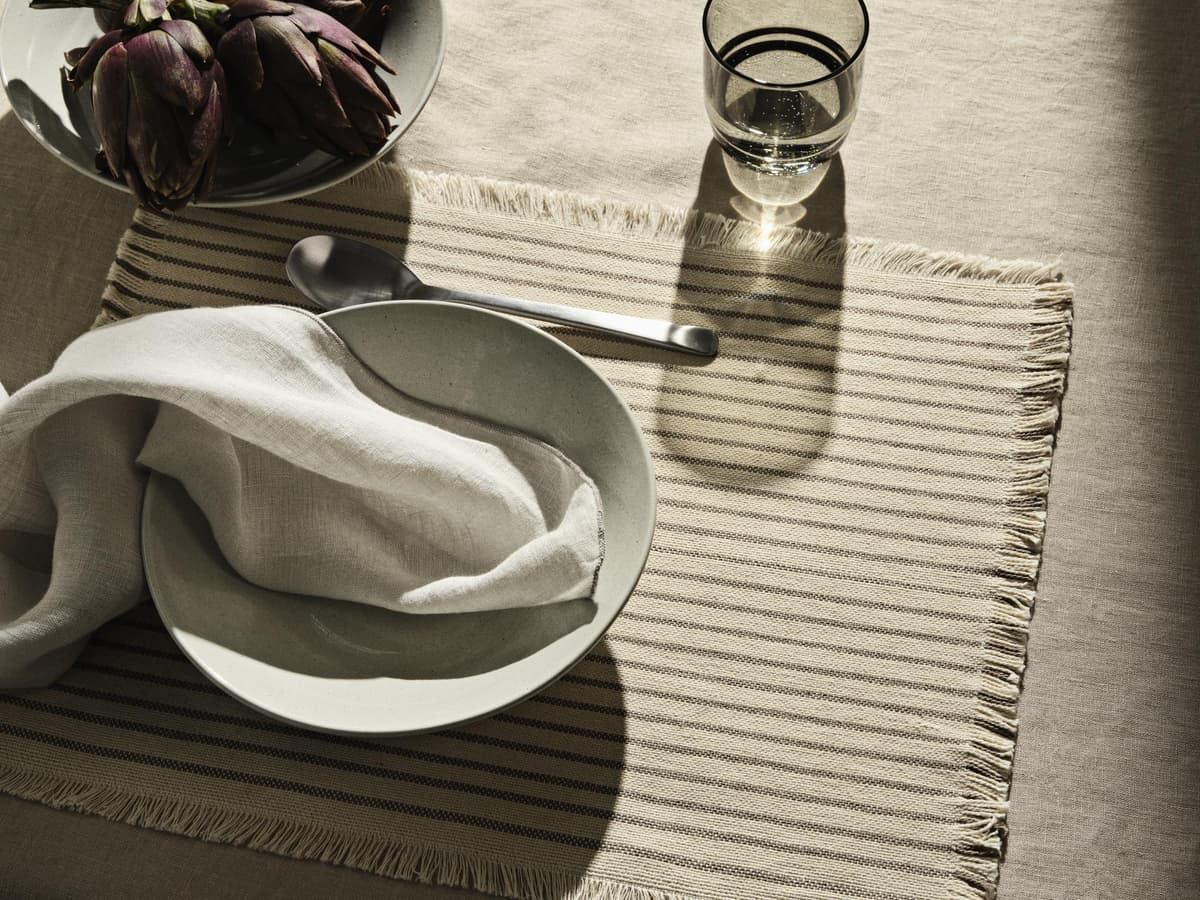 Broste Copenhagen Elouise Placemats Set Van 2 Off White/Fungi Grey thumbnail 2