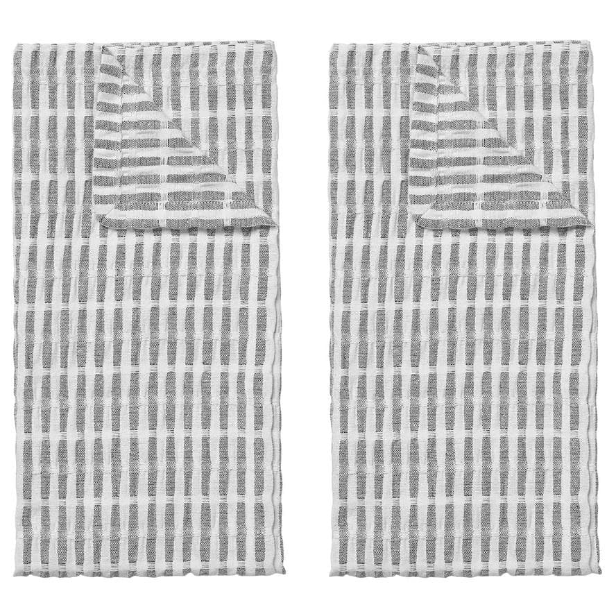 Broste Copenhagen Folke Theedoek Set Van 2 Black/Natural