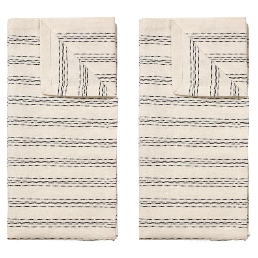 Broste Copenhagen Karl Theedoek Set Van 2 Black/Natural