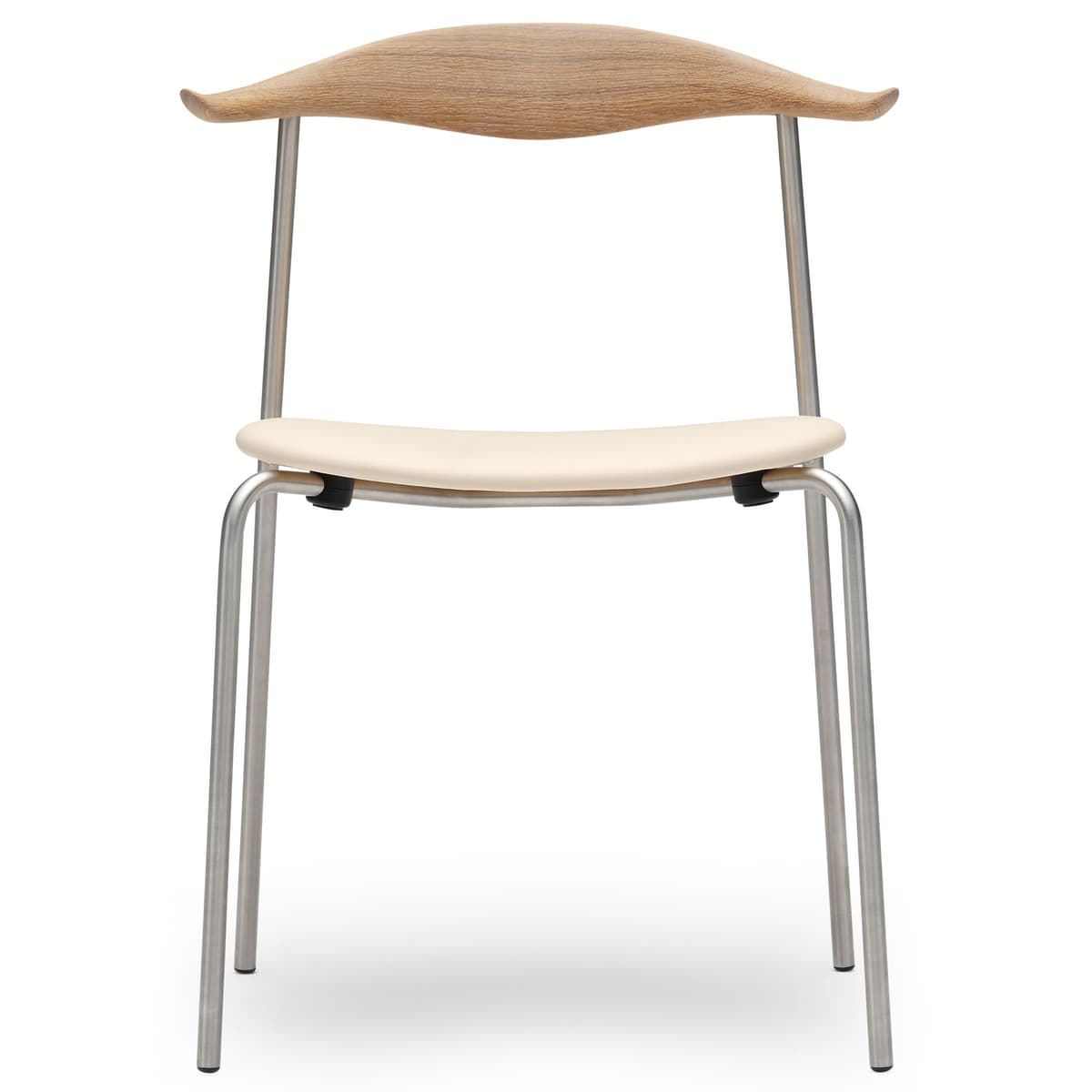 Carl Hansen&Son CH88P Stoel Roestvrij Staal - Wit Geolied Eiken - Loke 7210 Leer