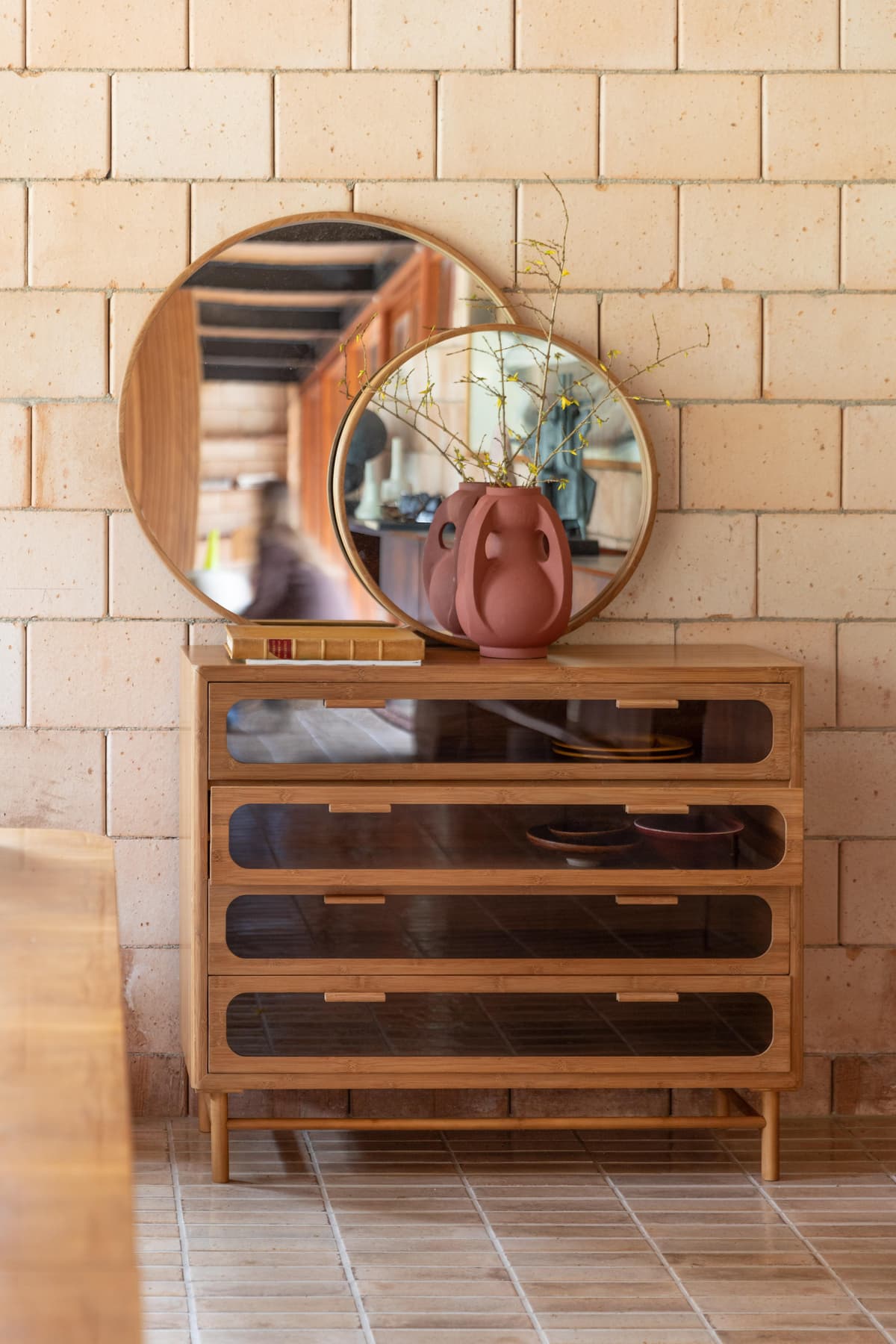 Dutchbone Caroun SpiegelØ80 Bamboe thumbnail 2