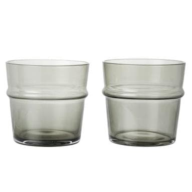 Ferm Living Boya Low Glazen Set Van 2 Smoked Grey