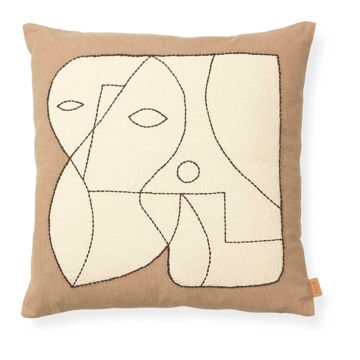 Ferm Living Figure Kussen 50x50 Dark Taupe/off-white