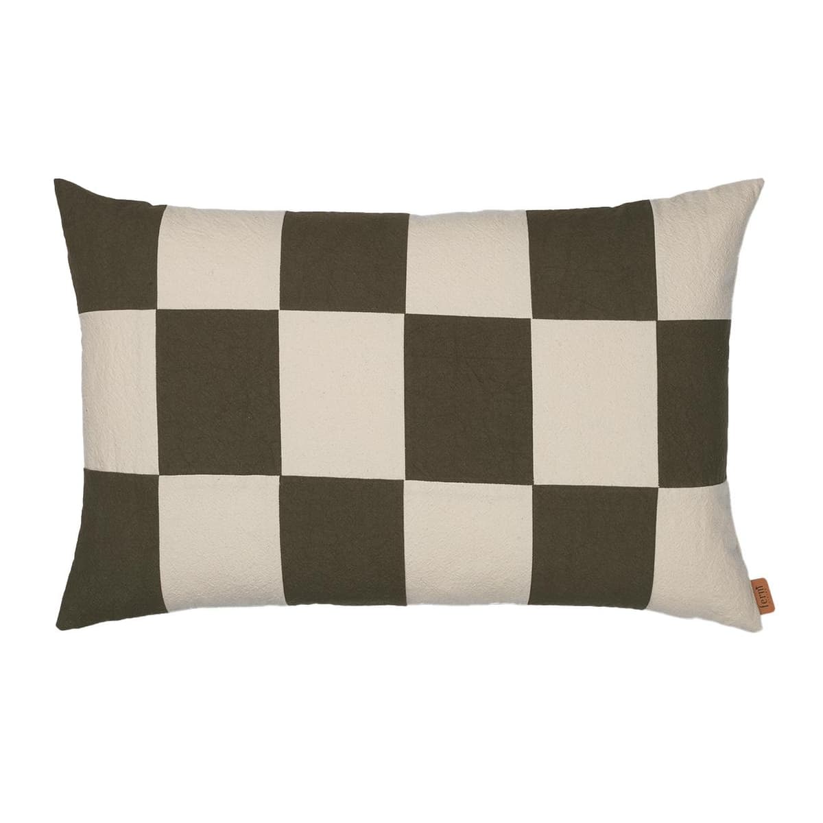 Ferm Living Fold Patchwork Kussen 40x60 Dark Olive/Undyed