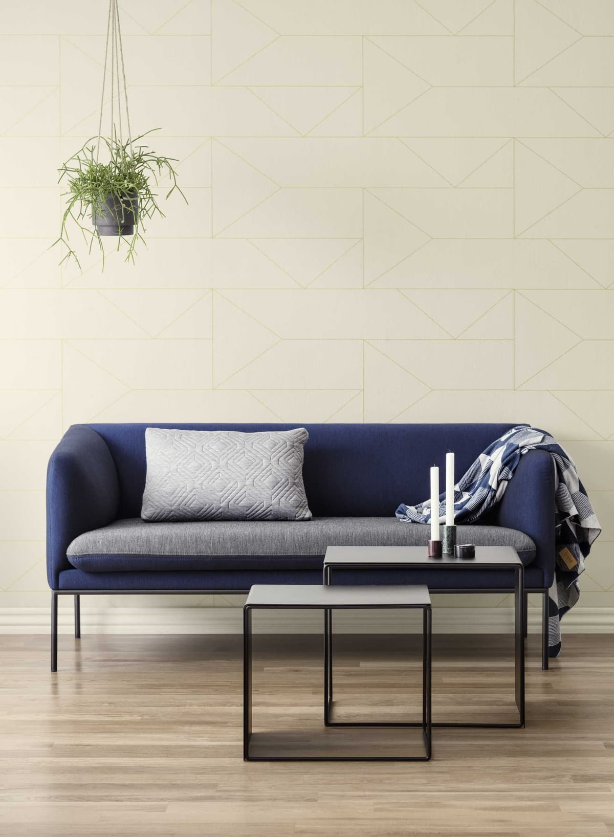 Ferm Living Lines Behang Donkerblauw thumbnail 3