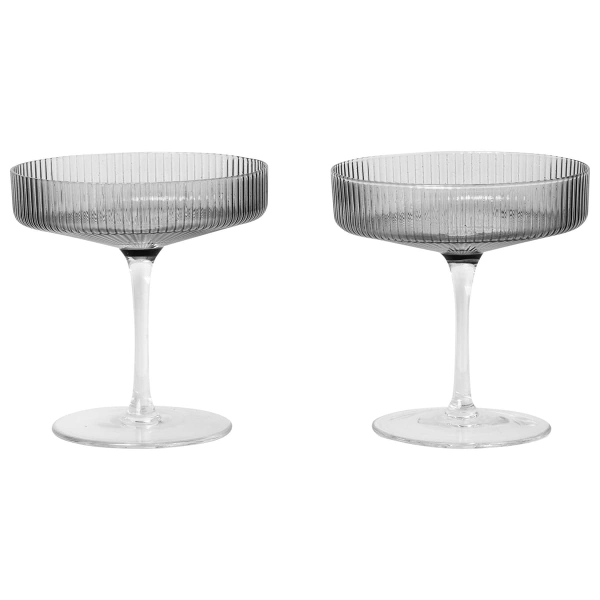 Ferm Living Ripple Champagne Glas Set Van 2 Smoked Glass