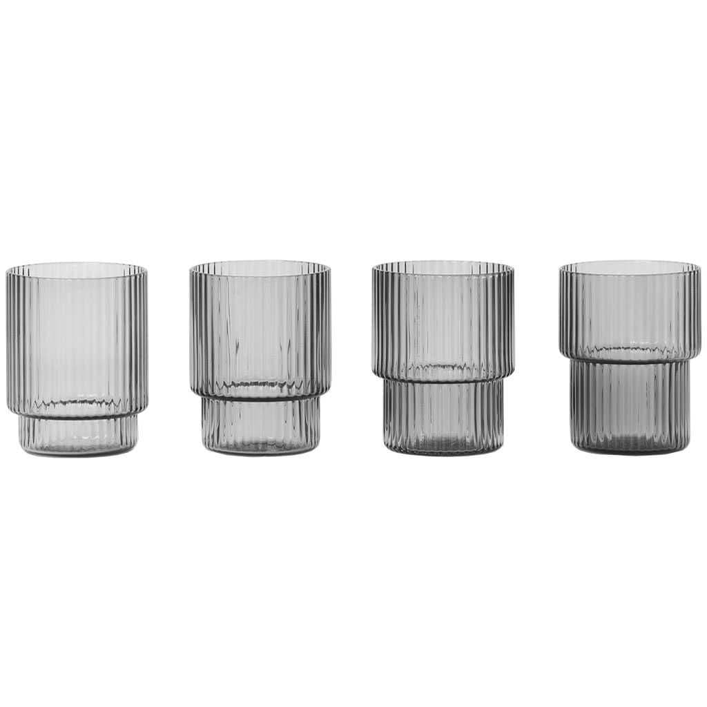 Ferm Living Ripple Glazen Set Van 4 Klein Smoked Glass
