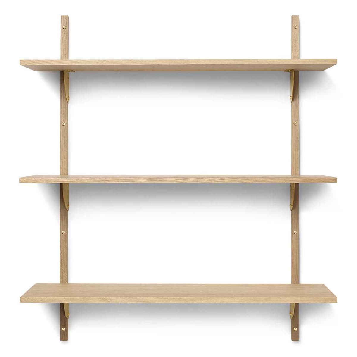 Ferm Living Sector Shelf Wandplank Triple Wide Natural Oak/Brass