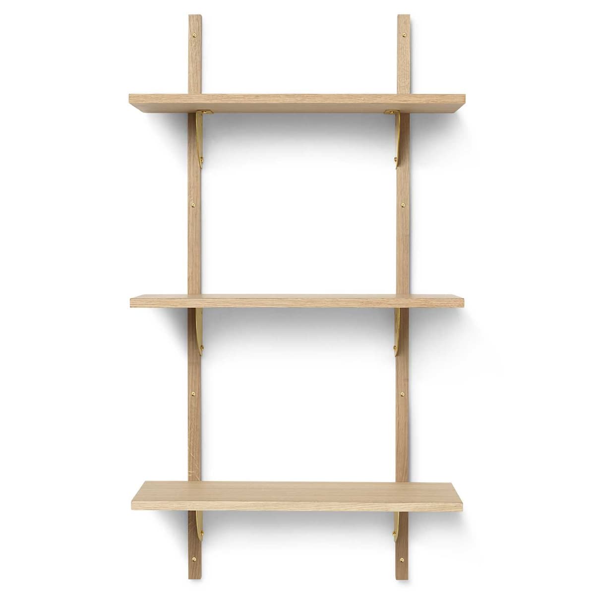 Ferm Living Sector Shelf Wandplank Triple Narrow Natural Oak/Brass