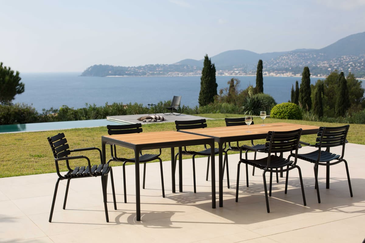 Houe Four Tuintafel 210x90 Zwart Zwart Onderstel thumbnail 2