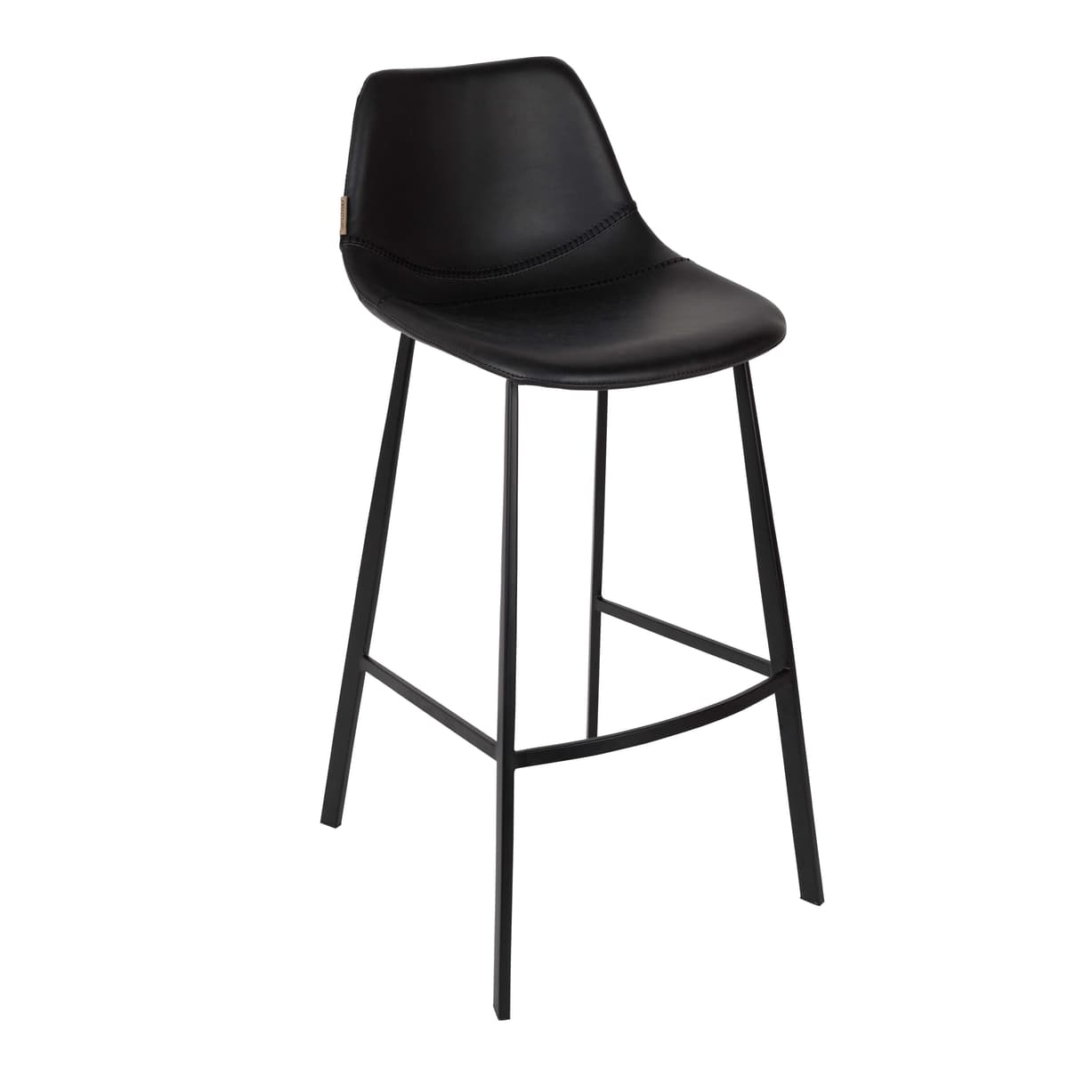 Dutchbone Franky Barkruk Hoog Leer Zwart