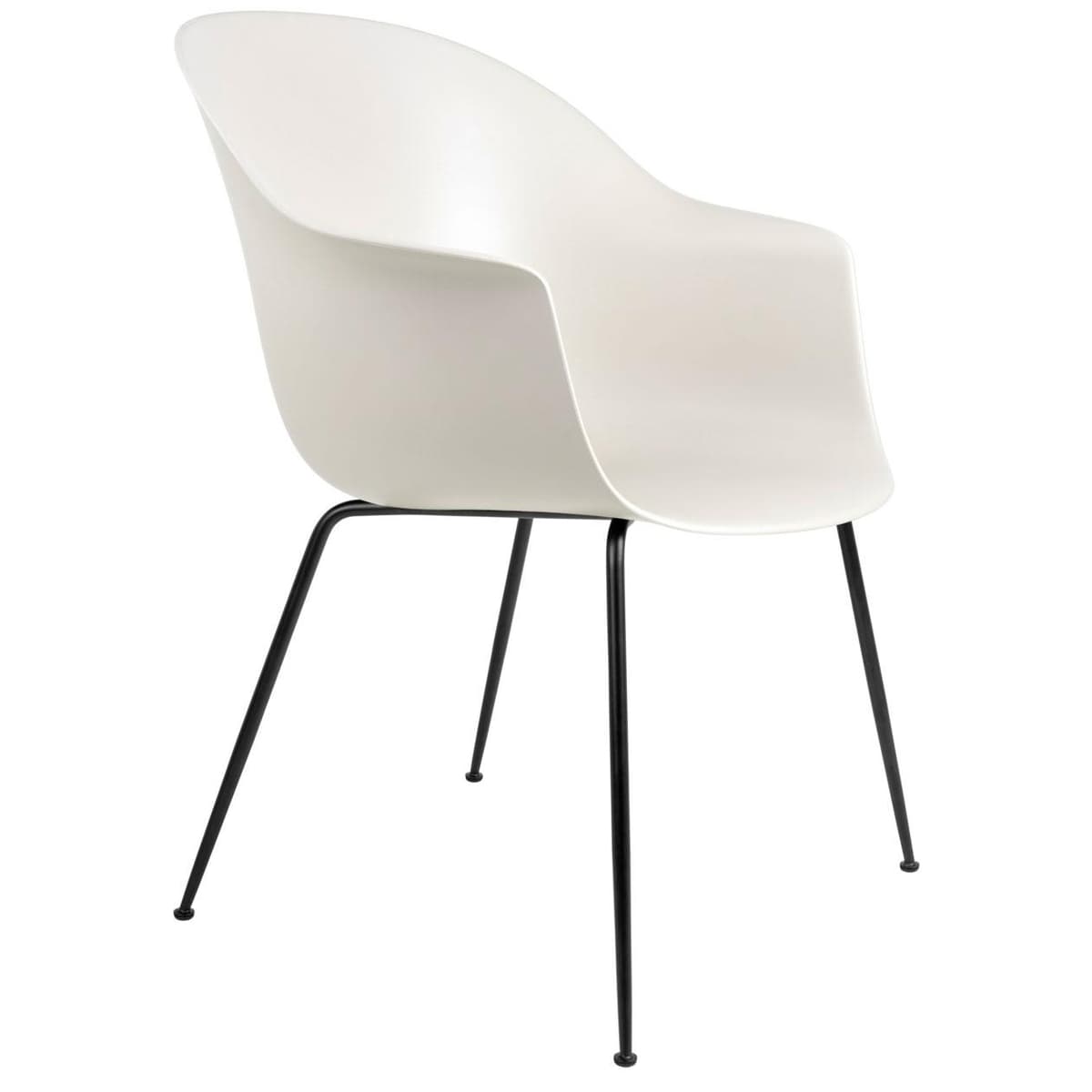 Gubi Bat Eetkamerstoel Zwart Onderstel Alabaster White