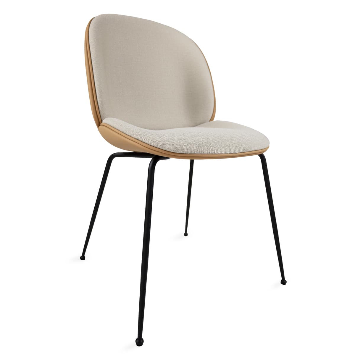 Gubi Beetle Eetkamerstoel (Exclusive Edition) Conic Zwart Onderstel/Vidar 4 (146) Leer Valencia Cashmere