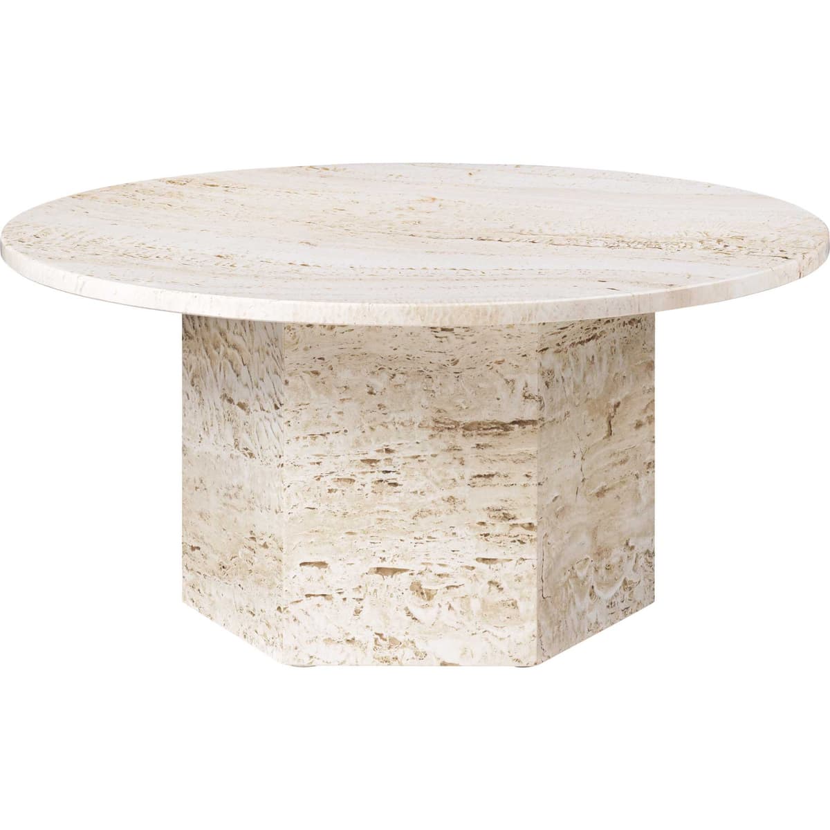 Gubi Epic SalontafelØ80 Neutral White Travertine