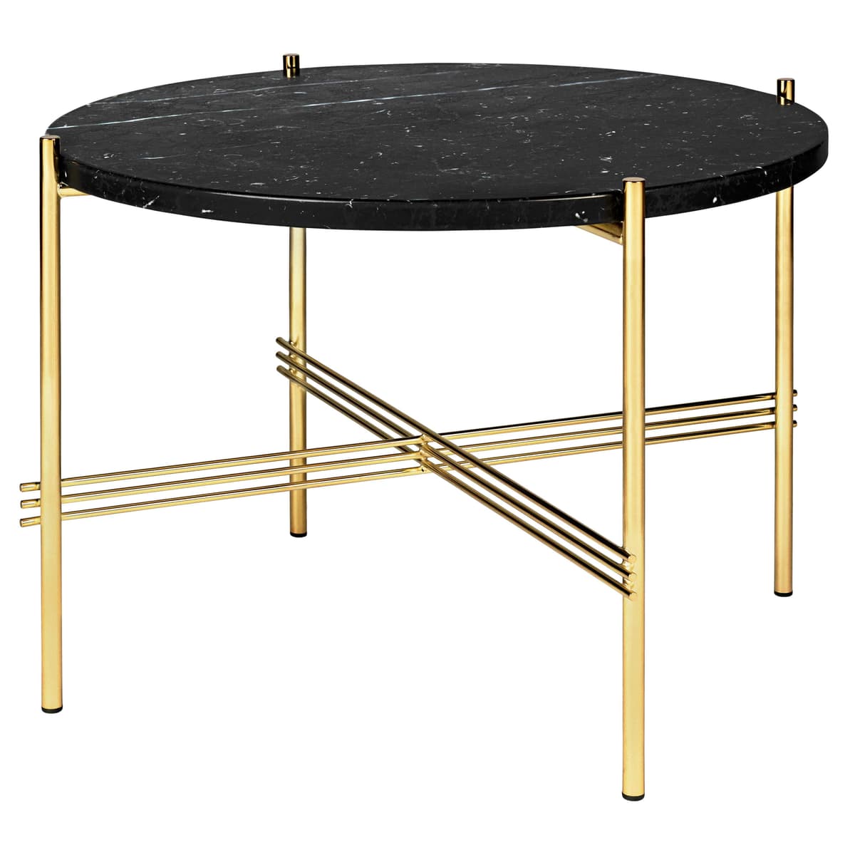 Gubi TS Bijzettafel 55 Messing/zwart Marmer