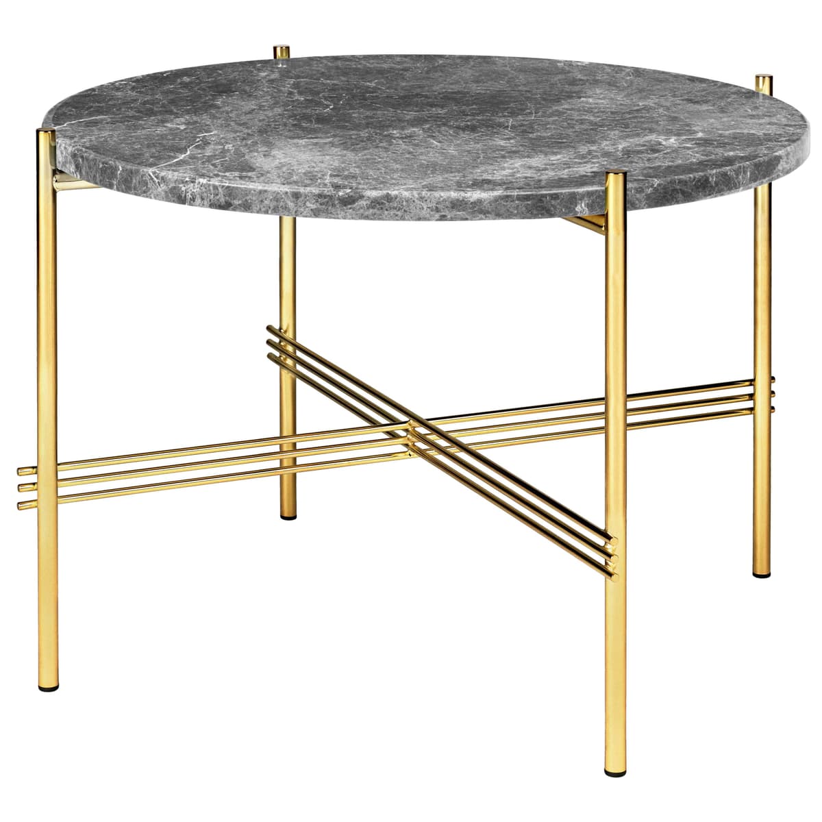 Gubi TS Bijzettafel 55 Messing/grijs Marmer