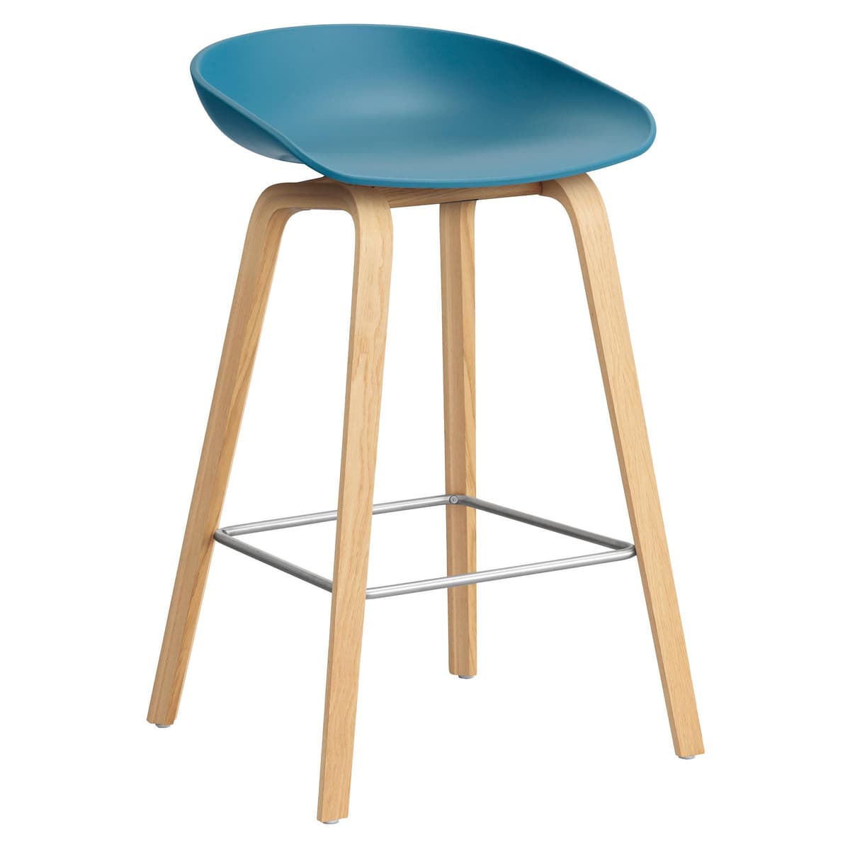 Hay AAS32 Barkruk 65cm Gelakt Eiken Onderstel Azure Blue