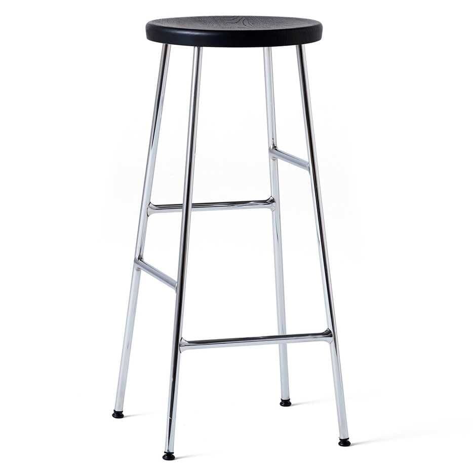 Hay Cornet Barkruk 75cm Soft Black Onderstel Verchroomd