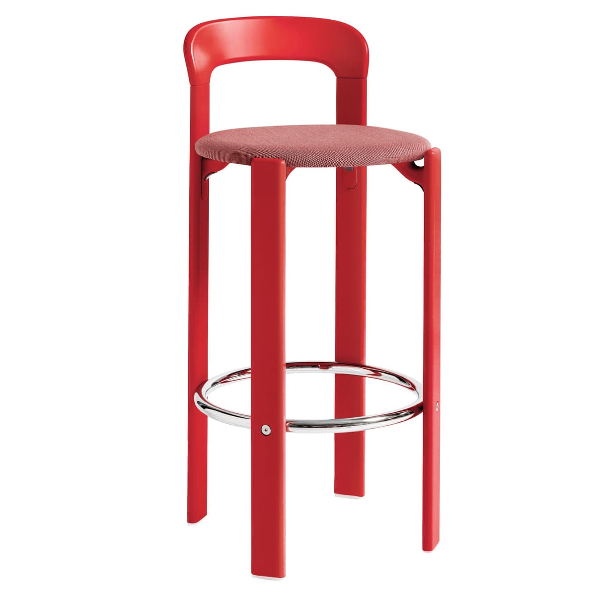 Hay Rey Barkruk 75 Gestoffeerd Scarlet Red Gelakt Beuken