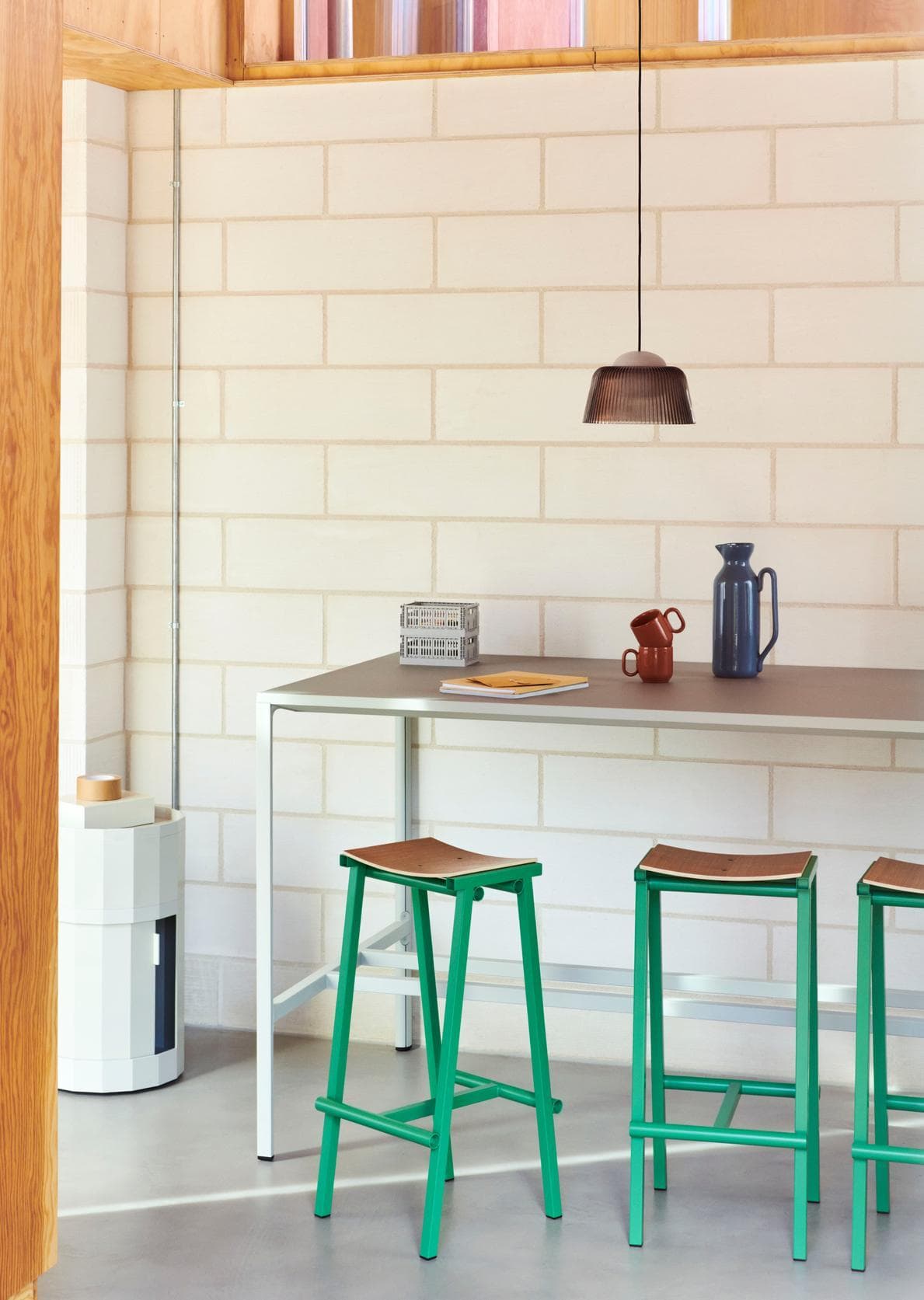 Hay Taburete 8 Barkruk H75 Gelakt Eiken Signal Red thumbnail 2