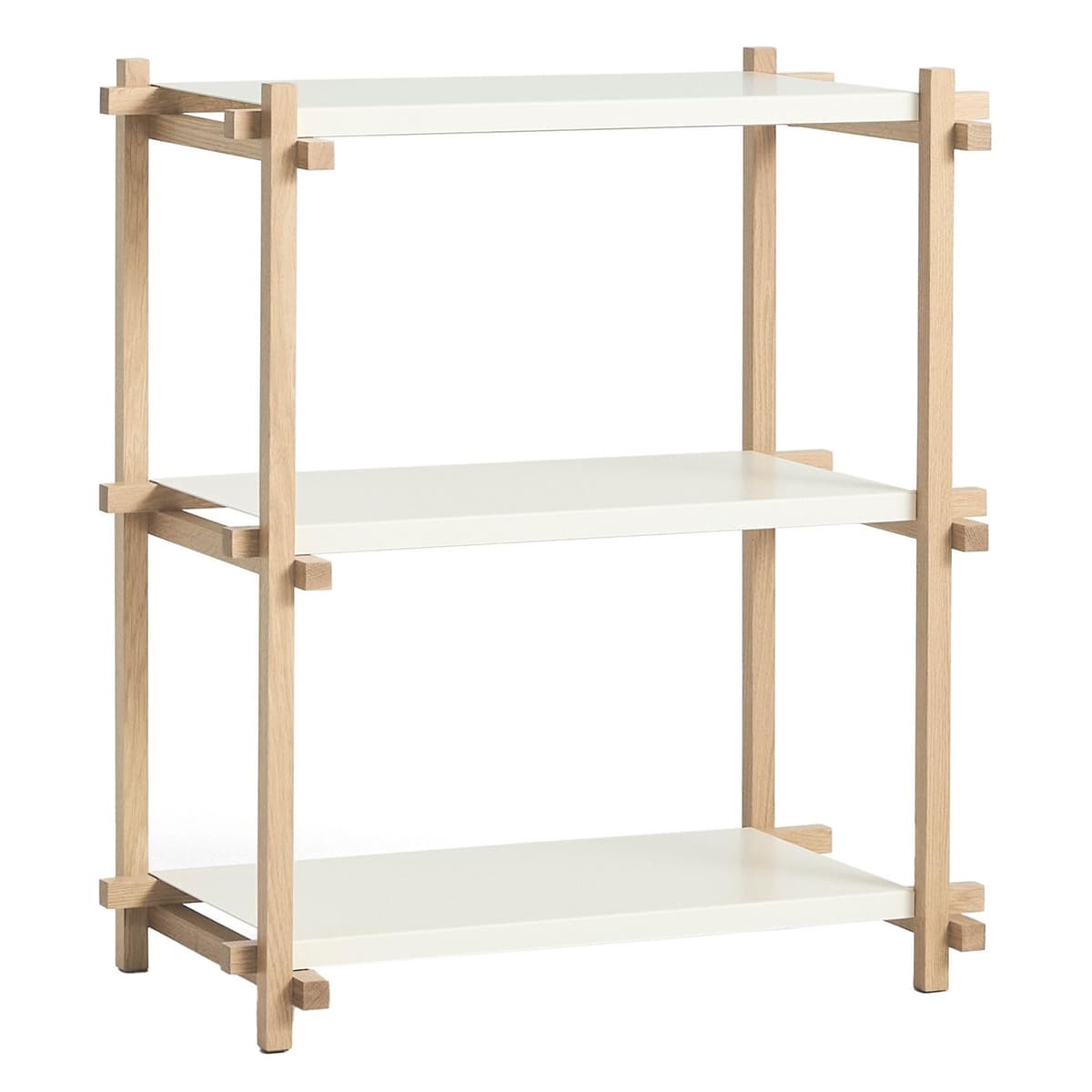 Hay Woody Column Low Stellingkast Eikenhouten Frame Almond White