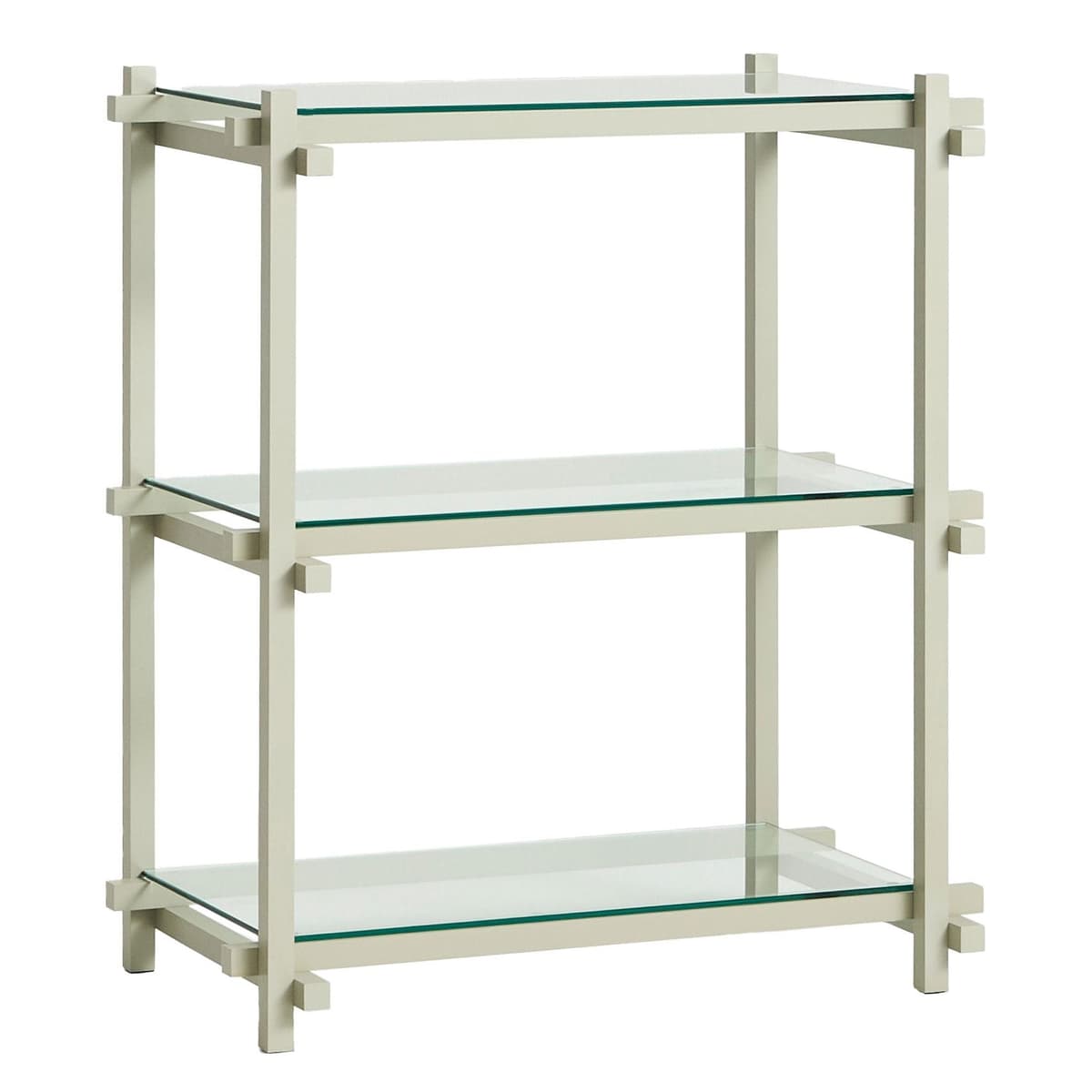 Hay Woody Column Low Stellingkast Grijs Beuken Frame Clear Glass